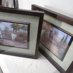 2 glass framed pictures